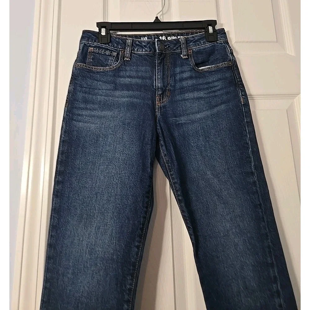 GAP Kids Girls‎ Girlfriend Jeans Distressed Stretch Blue Denim Pants Size 16